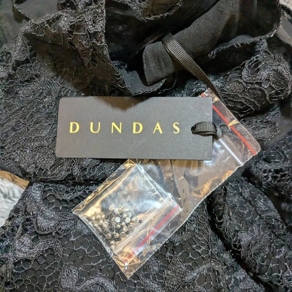 NEW Dundas Jumpsuit Black Halter Cutouts Embellished Open Back Lace Wide Pants - Picture 10 of 12